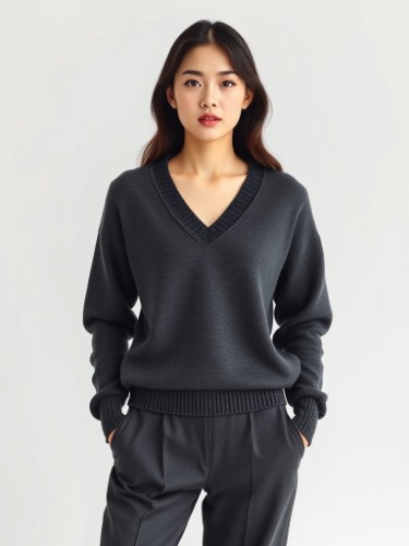 브이넥 울 니트