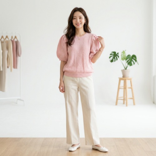 퍼프 슬리브 니트