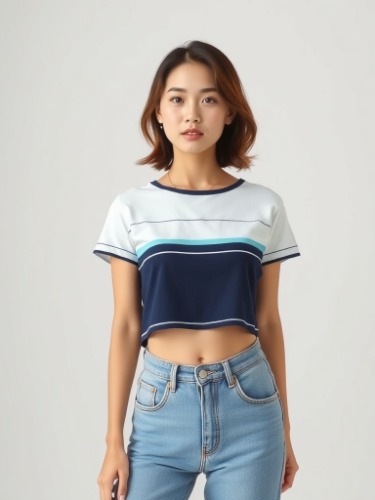 스트라이프 크롭 티셔츠