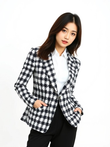 체크 테일러드 자켓