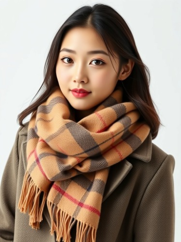 울 체크 스카프